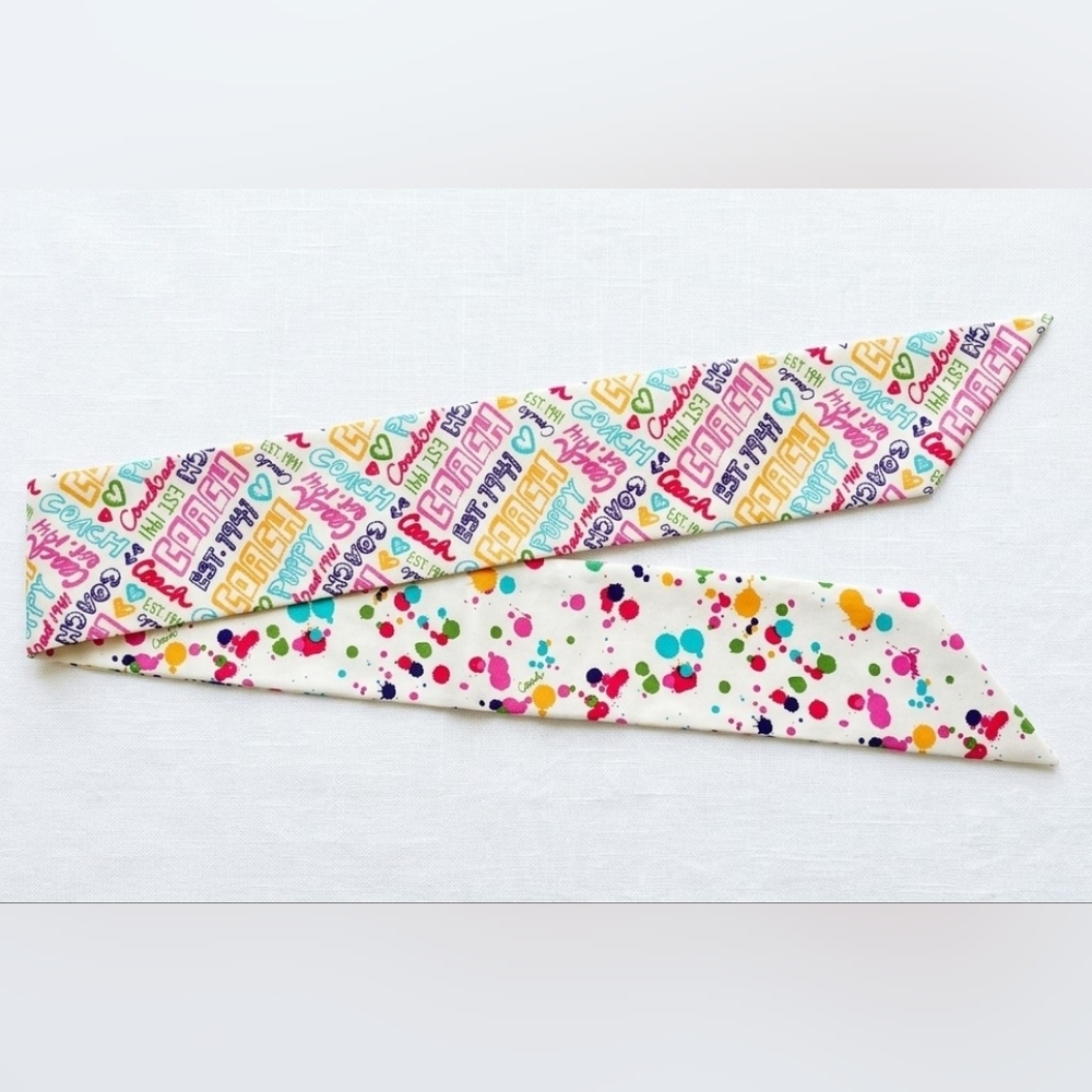 RARE Coach Poppy Graffiti & Paint Splatter Skinny Scarf / Twilly